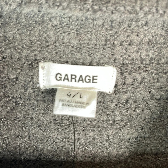 GARAGE NWT Blackened Pearl Grey Horizontal Rib Stitch Funnel Neck Sweater Size L - Picture 7 of 11